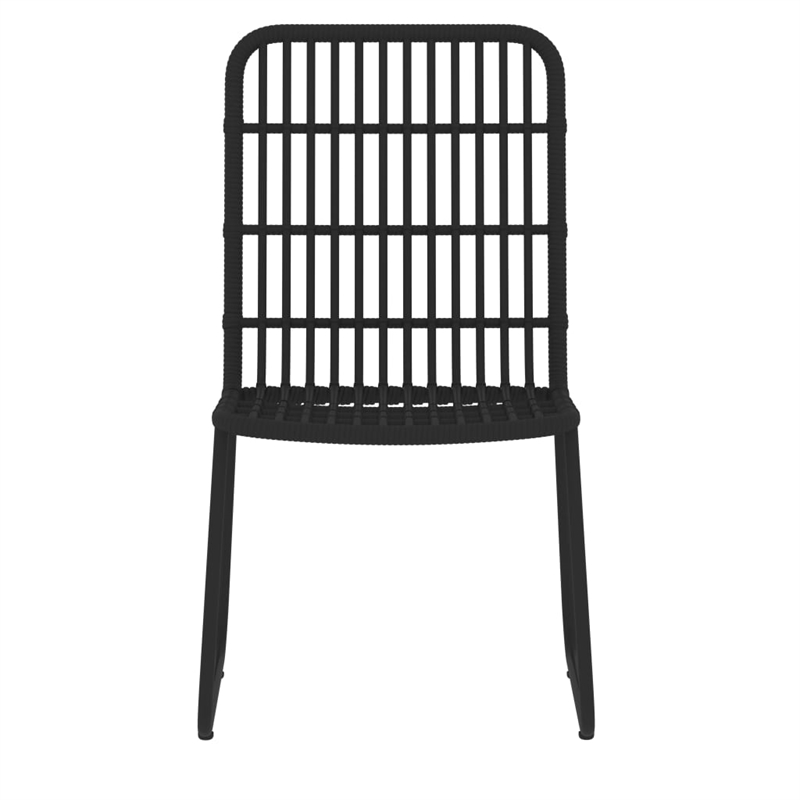 Bowery Hill Powder-Coated Steel/Glass/PE Rattan Dining Set in Black