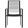 Bowery Hill Powder-Coated Steel/PVC Hollow Rattan/Glass Dining Set in Black