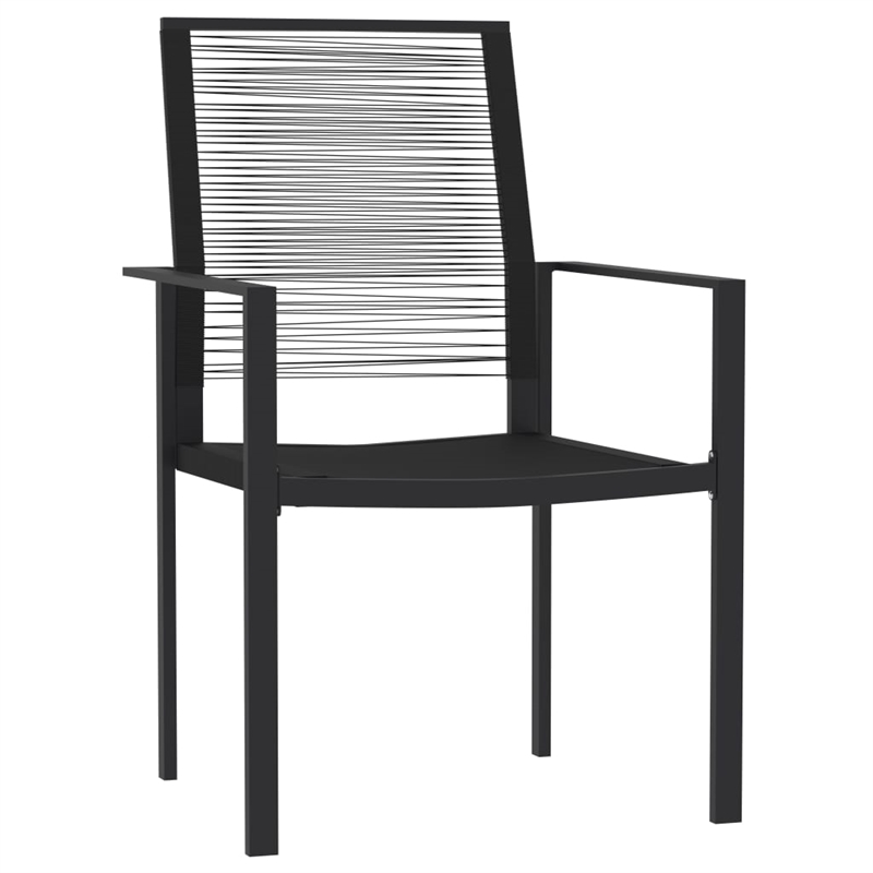 Bowery Hill Powder-Coated Steel/PVC Hollow Rattan/Glass Dining Set in Black