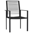 Bowery Hill Powder-Coated Steel/PVC Hollow Rattan/Glass Dining Set in Black