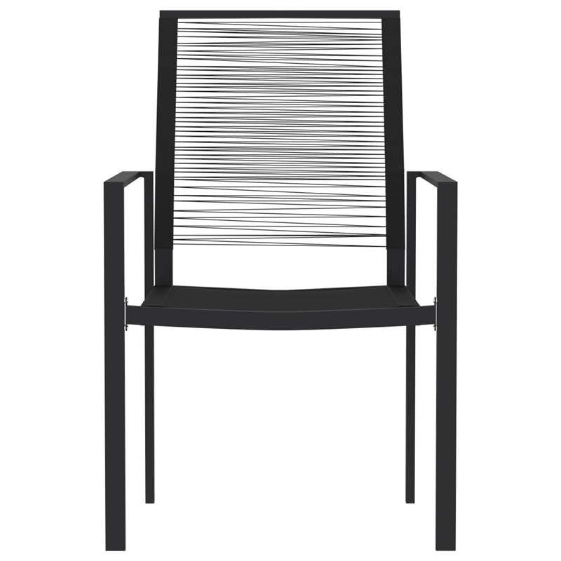 Bowery Hill Powder-Coated Steel/PVC Hollow Rattan/Glass Dining Set in Black