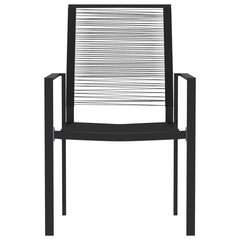 Bowery Hill Powder-Coated Steel/PVC Hollow Rattan/Glass Dining Set in Black