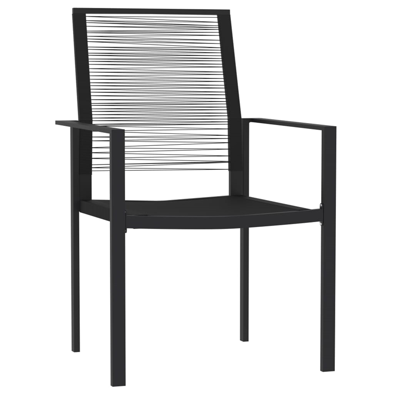 Bowery Hill Powder-Coated Steel/PVC Hollow Rattan/Glass Dining Set in Black