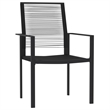 Bowery Hill Powder-Coated Steel/PVC Hollow Rattan/Glass Dining Set in Black