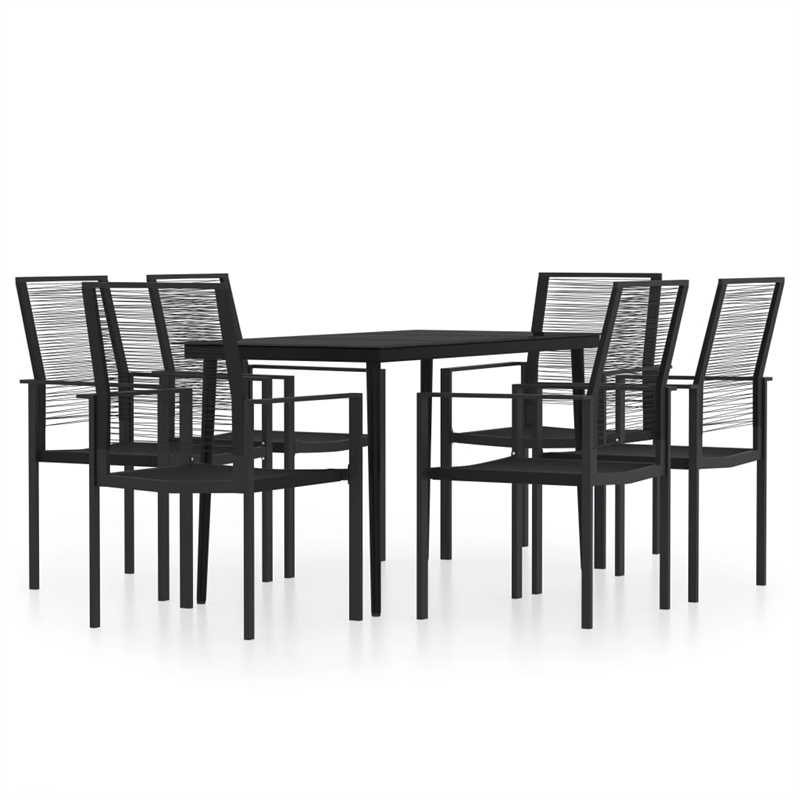 Bowery Hill Powder-Coated Steel Large Durable Dining Set in Black