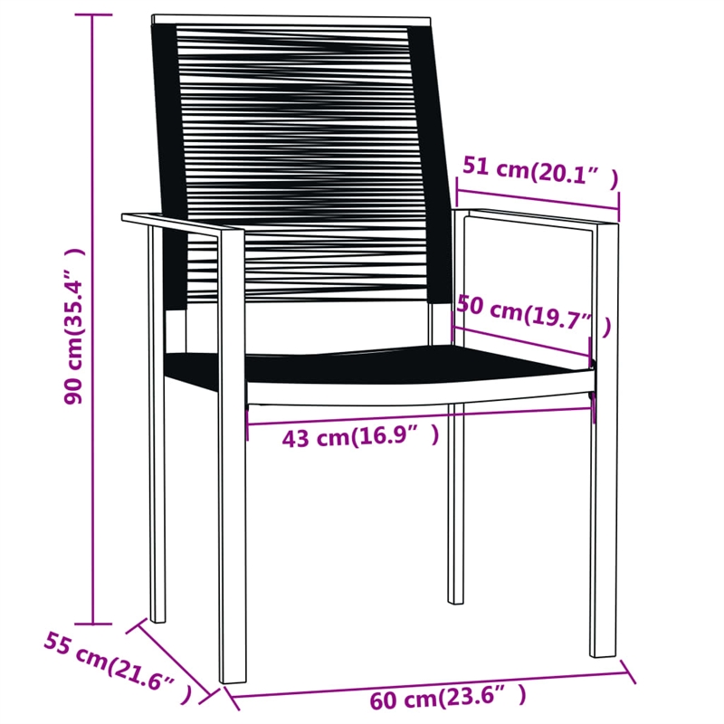 Bowery Hill Powder-Coated Steel Large Durable Dining Set in Black