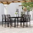 Bowery Hill Powder-Coated Steel Large Durable Dining Set in Black