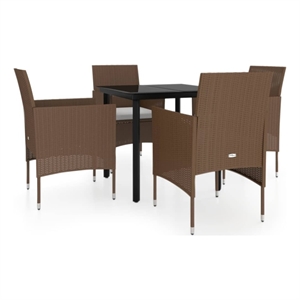 Bowery Hill Contemporary Garden Dining Set in Brown and Black