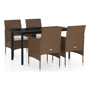 Bowery Hill Contemporary Garden Dining Set in Brown and Black