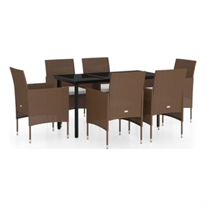 Bowery Hill Contemporary Garden Dining Set in Brown and Black