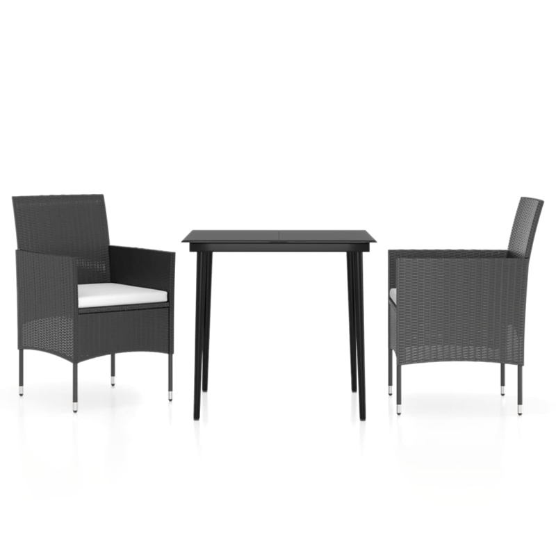 Bowery Hill Contemporary PE Rattan Durable Garden Dining Set in Black