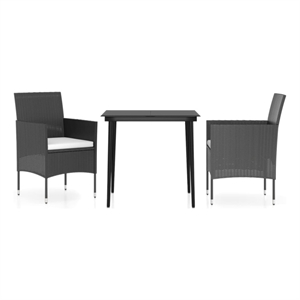 Bowery Hill Contemporary PE Rattan Durable Garden Dining Set in Black