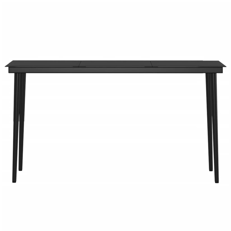 Bowery Hill PE Rattan/Powder-Coated Steel/Glass Garden Dining Set in Black