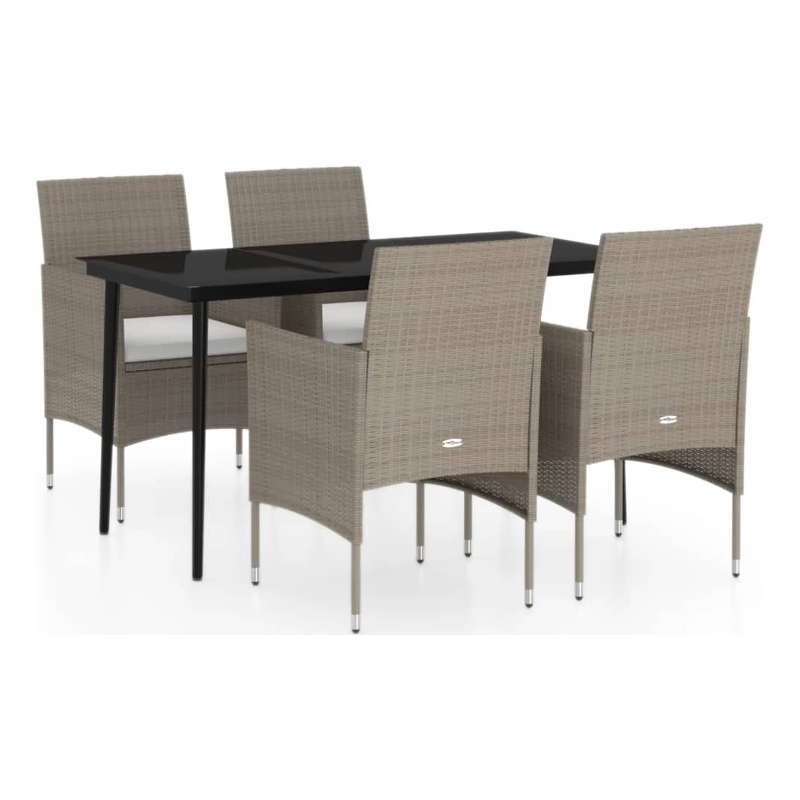 Bowery Hill Contemporary PE Rattan 5 Piece Garden Dining Set in Beige