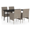 Bowery Hill Contemporary PE Rattan 5 Piece Garden Dining Set in Beige