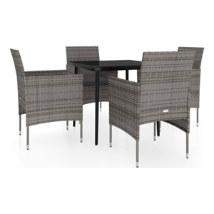 Bowery Hill Contemporary Garden Dining Set in Gray and Black
