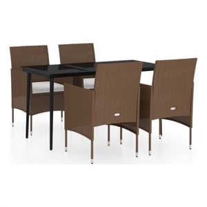 Bowery Hill Contemporary Garden Dining Set in Brown and Black