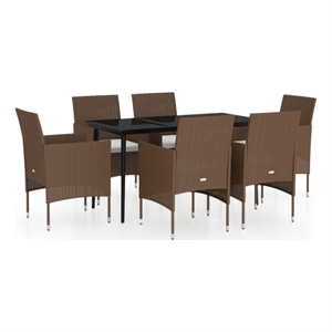 Bowery Hill Contemporary Garden Dining Set in Brown and Black