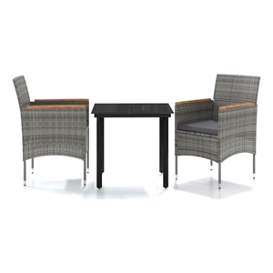 Bowery Hill Contemporary Garden Dining Set in Gray and Black