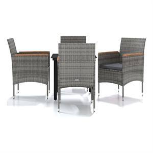 Bowery Hill Contemporary Garden Dining Set in Gray and Black