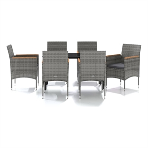 Bowery Hill Contemporary Garden Dining Set in Gray and Black