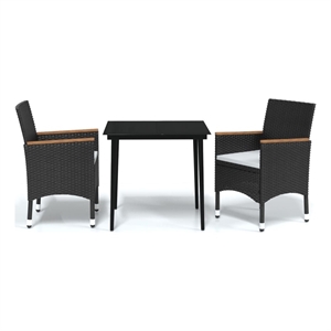 Bowery Hill Contemporary Weather-Resistant Garden Dining Set in Black