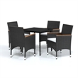 Bowery Hill Contemporary PE Rattan Medium Garden Dining Set in Black