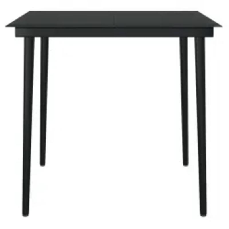 Bowery Hill Contemporary PE Rattan Medium Garden Dining Set in Black