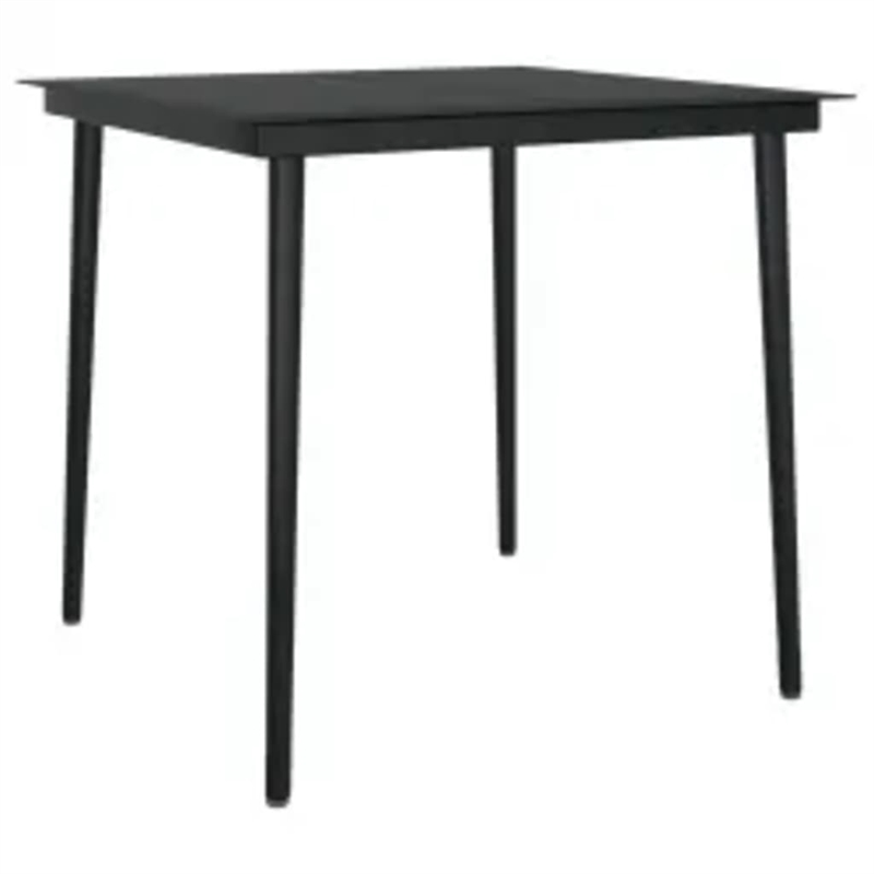 Bowery Hill Contemporary PE Rattan Medium Garden Dining Set in Black