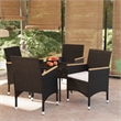 Bowery Hill Contemporary PE Rattan Medium Garden Dining Set in Black