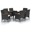 Bowery Hill Contemporary Weather-Resistant Garden Dining Set in Black