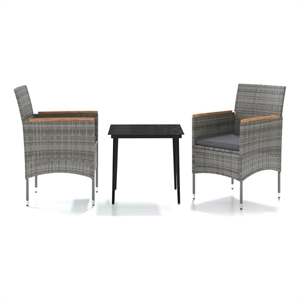 Bowery Hill Contemporary Garden Dining Set in Gray and Black