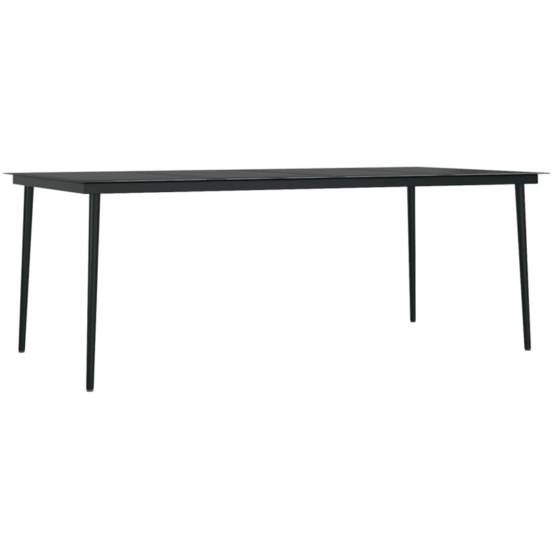 Bowery Hill PE Rattan/Powder-Coated Steel/Glass Garden Dining Set in Black