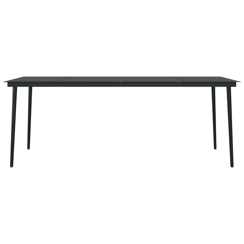 Bowery Hill PE Rattan/Powder-Coated Steel/Glass Garden Dining Set in Black