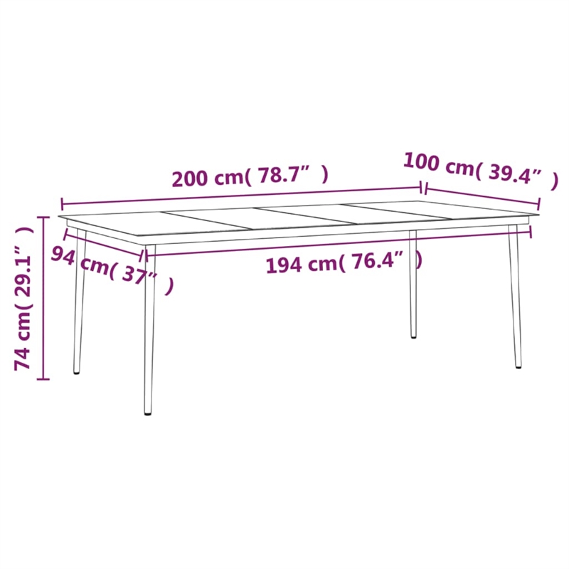 Bowery Hill PE Rattan/Powder-Coated Steel/Glass Garden Dining Set in Black