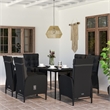 Bowery Hill PE Rattan/Powder-Coated Steel/Glass Garden Dining Set in Black