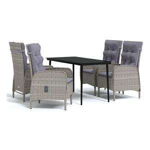 Bowery Hill Contemporary Garden Dining Set in Gray and Black