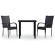 Bowery Hill PE Rattan/Powder-Coated Steel/Glass Garden Dining Set in Black