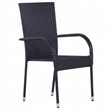 Bowery Hill PE Rattan/Powder-Coated Steel/Glass Garden Dining Set in Black