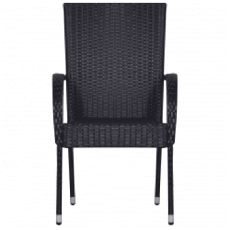 Bowery Hill PE Rattan/Powder-Coated Steel/Glass Garden Dining Set in Black