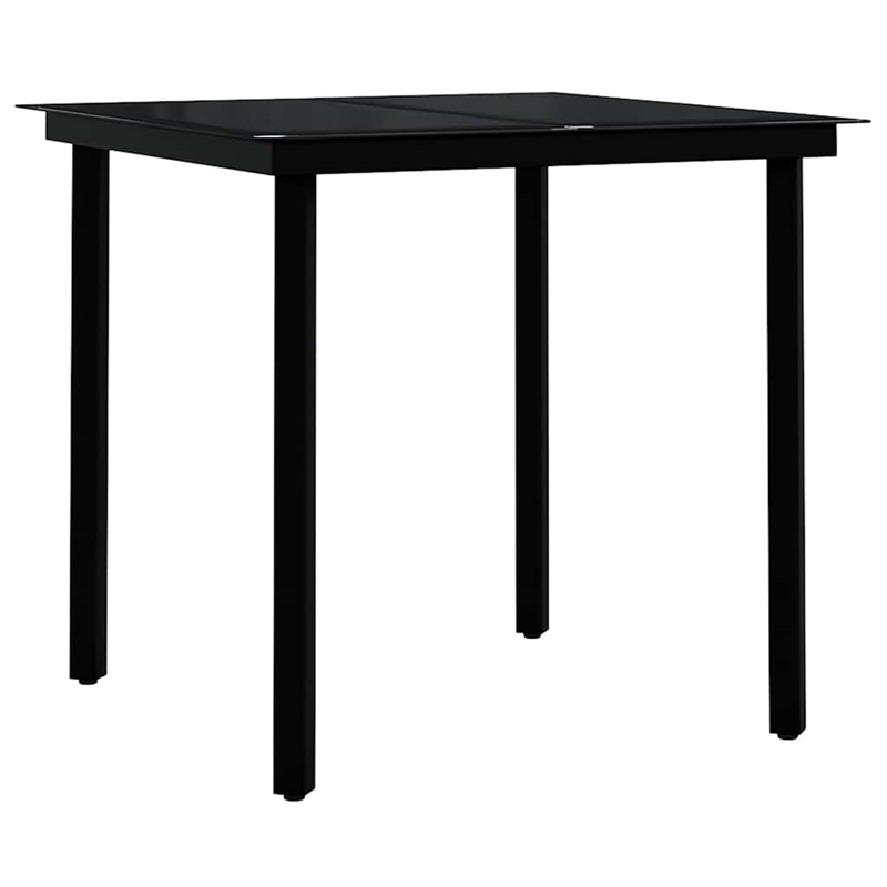 Bowery Hill PE Rattan/Powder-Coated Steel/Glass Garden Dining Set in Black