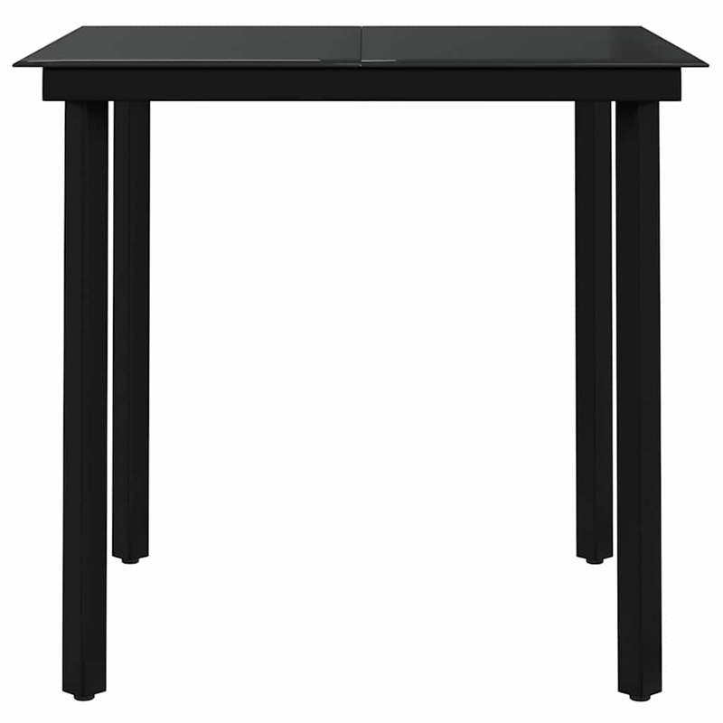 Bowery Hill PE Rattan/Powder-Coated Steel/Glass Garden Dining Set in Black