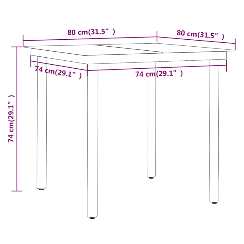 Bowery Hill PE Rattan/Powder-Coated Steel/Glass Garden Dining Set in Black
