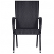 Bowery Hill PE Rattan/Powder-Coated Steel/Glass Garden Dining Set in Black