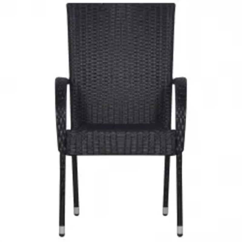 Bowery Hill PE Rattan/Powder-Coated Steel/Glass Garden Dining Set in Black