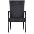 Bowery Hill PE Rattan/Powder-Coated Steel/Glass Garden Dining Set in Black