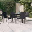 Bowery Hill PE Rattan/Powder-Coated Steel/Glass Garden Dining Set in Black