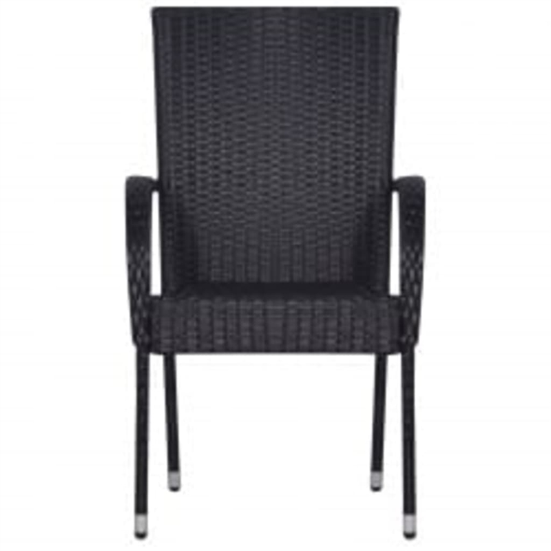 Bowery Hill PE Rattan/Powder-Coated Steel/Glass Garden Dining Set in Black
