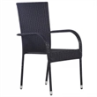 Bowery Hill PE Rattan/Powder-Coated Steel/Glass Garden Dining Set in Black