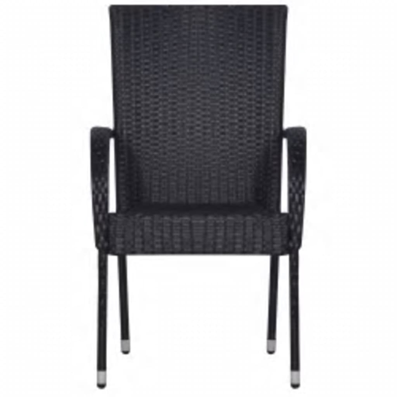 Bowery Hill PE Rattan/Powder-Coated Steel/Glass Garden Dining Set in Black